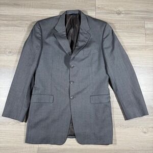Burberry 100% Wool Herringbone Suit Blazer Sport Jacket Gray Size  44XL